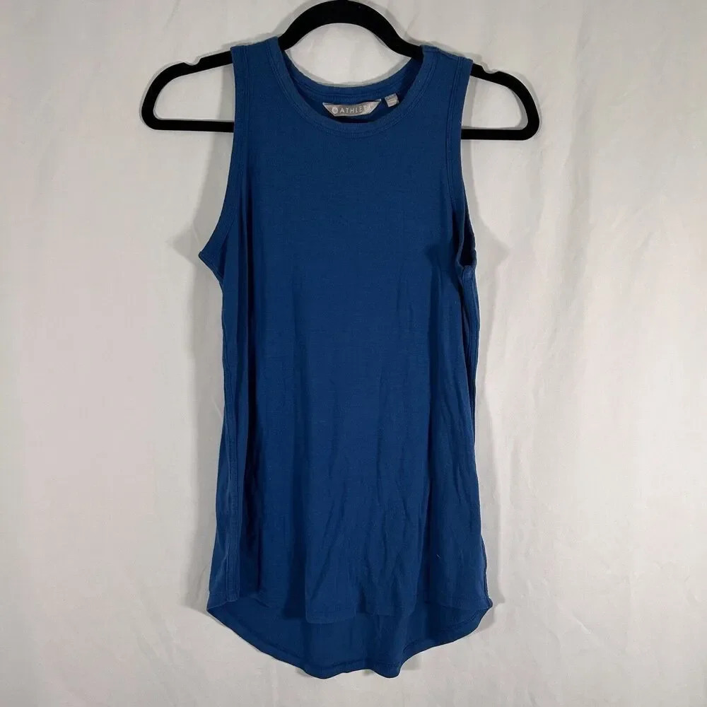 Athleta Tank Top Women's XXS Solid Blue Crew Neck Sleeveless Modal Spandex